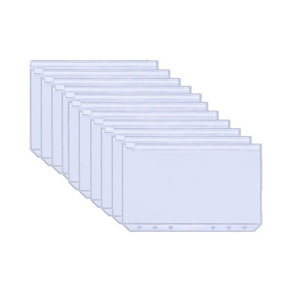 Plastfickor för A6-pärmar med 6 ringar, 12-pack, Transparent