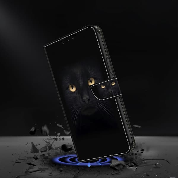 Kompatibelt med iPhone 17 Pro Max Skal Magnetlås 3D-Mönster Läder Plånboksfodral Black Black Cat