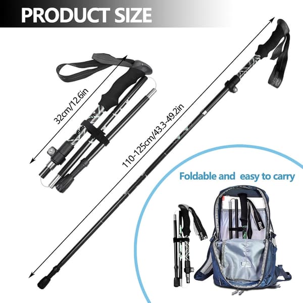 Foldable Hiking Poles - Adjustable Length 726
