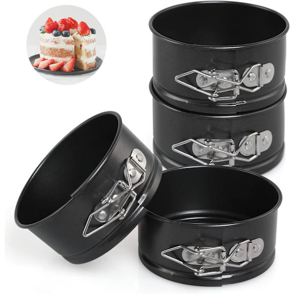 4-pak (sort, 11 cm) kageforme, 4-tommer mini springforme