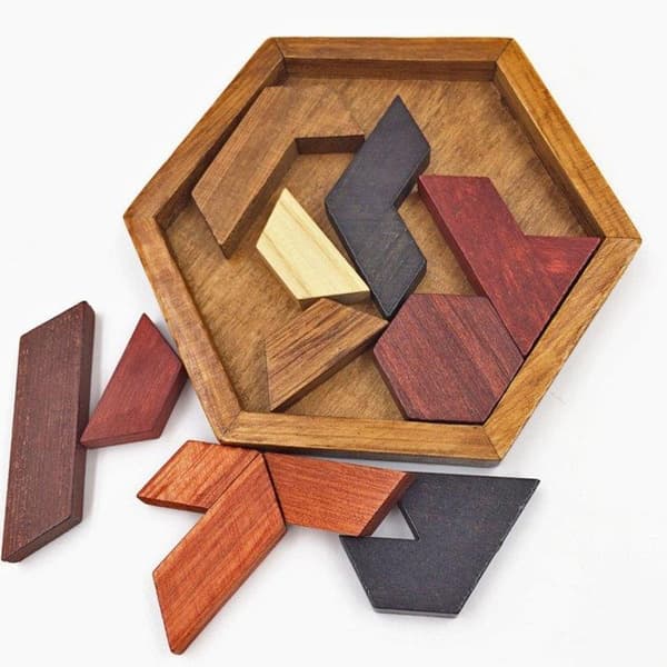 Træpuslespil Hexagon