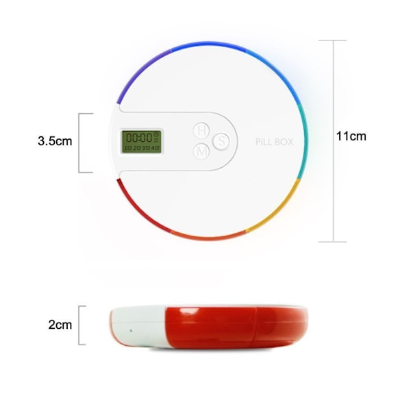 Pillerbox med ett robust låsbart lock. Medicindispenser med alarm.