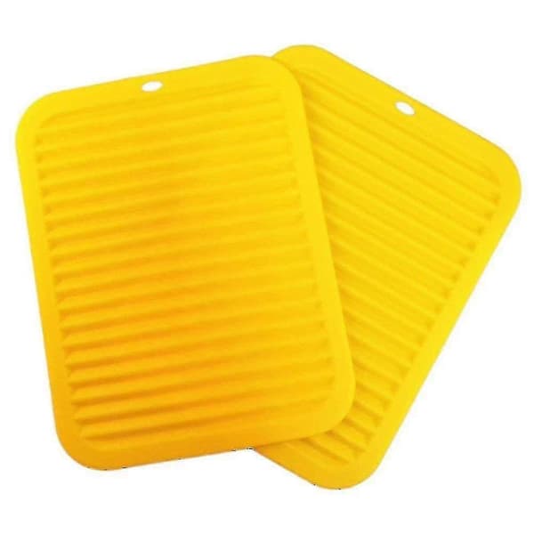 Silikonmatte Sett Bordmatte, Gryteunderlag, Sett Bordmatte - , (sett med 2 gule)