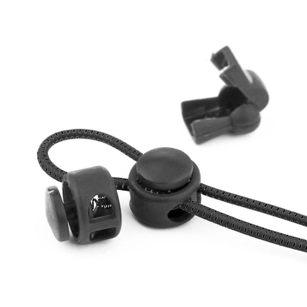 4 par Elastiske Snørebånd med Snøre - Slip for at binde skoene Black