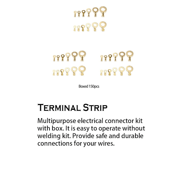 M3/M5/M6/M8/M10 Ringöglor Mässingstråd Crimpkontakter Öglehål Bärbar Elektronisk Ringkrok Terminaler Sortiment Set Ledningar 450 st