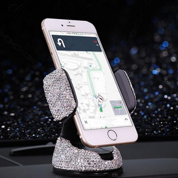 Biltelefonhållare Bil Diamantprydd Mittkonsol Sugpropp Stödfäste Utdragbar Mobiltelefonhållare