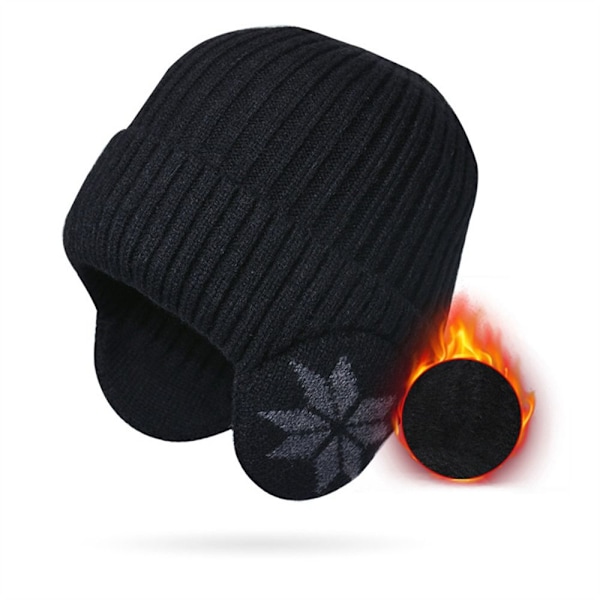 Vinter Mjuk Plysch Stickad Mössa Herr Dam Vindtät Sport Öronlapp Mössa Solid Fashion Beanie Mössor