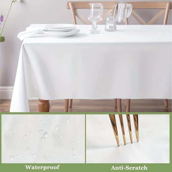 Vita engångsdukar, 4-pack - vattentäta - rektangulära, lämpliga för bröllop, fester, barnkalas, jul (137 x 274 cm)