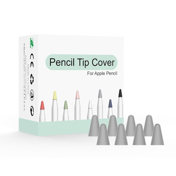 8-PACK Apple Pencil 1/2/Pro Spissbeskyttelse / Tip Cover Grå 9