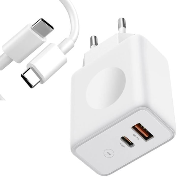 Lader - E.F.KONNEKTION - 30W 2-i-1 PD 20W+QC 3.0 - USB-C-kabel - Kompatibel med Samsung A16 A26 A36 A56 A15 A25 A55 A35