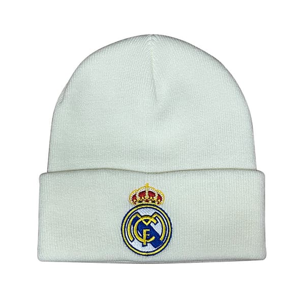Fodboldfans klub emblem strikket vinterhue stretch beanie Real Madrid white