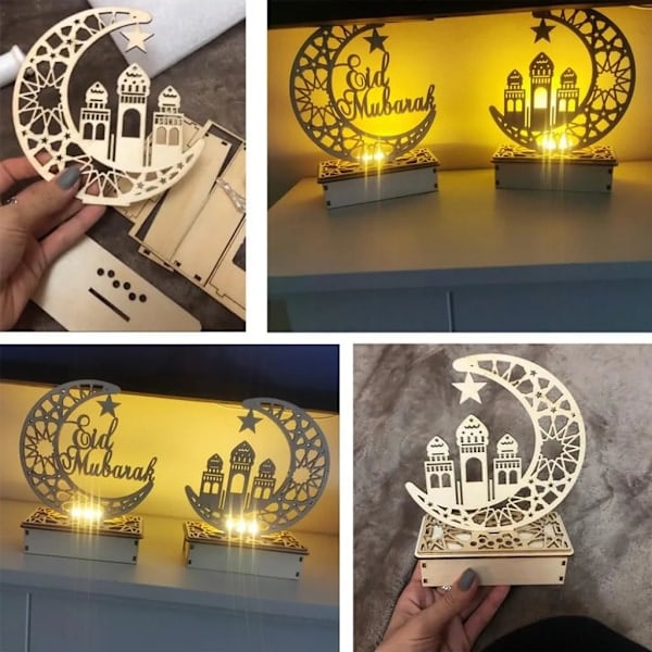 st Ramadan Lanterne LED Træ Måne Stjerne Lys Dekoration Ramadan Eid Boligindretning Ramadan Dekoration