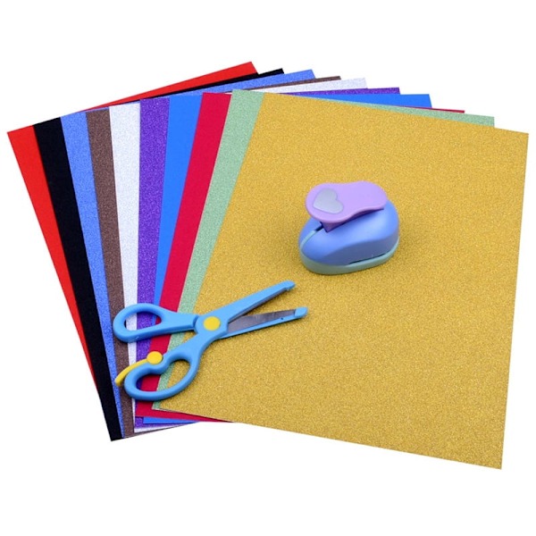 Paket med 10 ark Glitter Foampapper 8\" x 11.5\" - Blandade färger - Perfekt för barns konstprojekt och klassrum eller cosplay