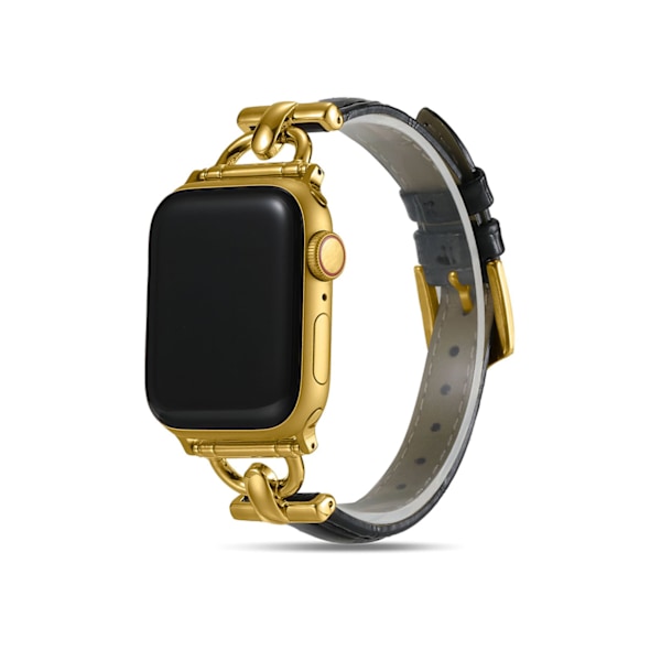 Läderarmband Kompatibelt Med Apple Watch Armband 41Mm 45Mm 49Mm, Smalt Äkta Läderarmband Med D-Formadt Metallspänne För Iwatch Band Serie 8