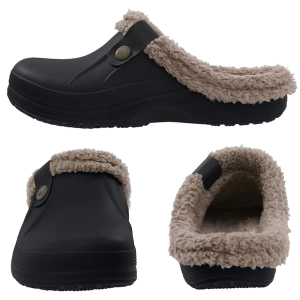Eyriphy Herr Clogs Varma Innetofflor Halkfria Vattentäta Vintertofflor i Bomull med Fluffigt Foder för Män Grön Green 35-36(8.6-8.8 inch)