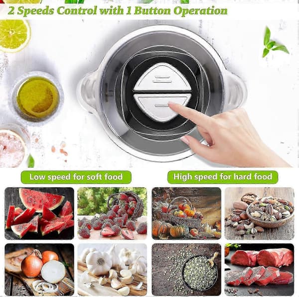 Elektrisk foodprocessor i rustfrit stål, multifunktionel