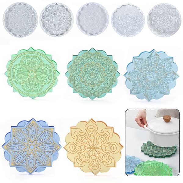 DIY Mandala Dækkeservietform med Krystaldråber - Kreativ Silikoneform til DIY Håndværk