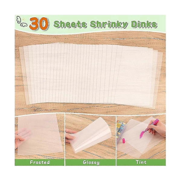 30 Shrinky Dink-ark, 21 x 29 cm, Hjemmelaget for Barn i Klasserommet, Perfekt for Julegaver og Morsdagsgaver