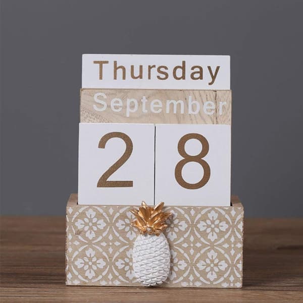 Hot deal til lav pris! Tre-evighetskalender, Vintage Treblokk Evighetskalender - Glad