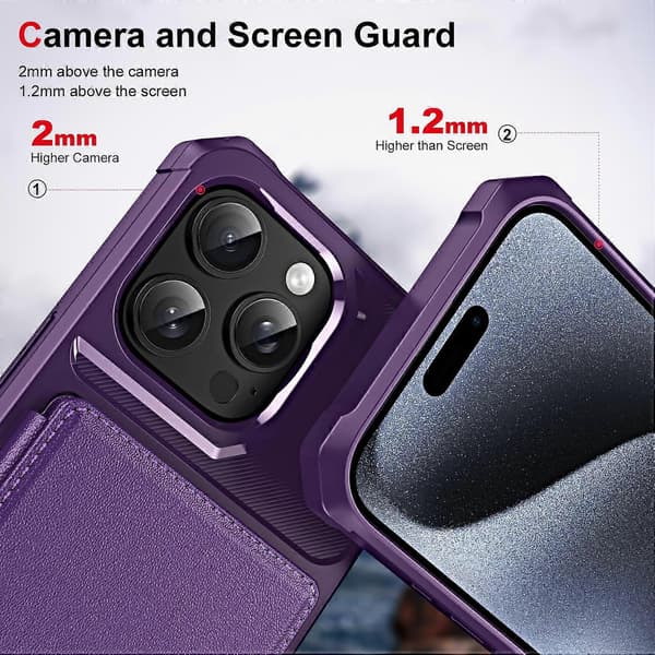 Horisontellt Flip Kortfack Läder Telefonfodral For iPhone 16 Pro