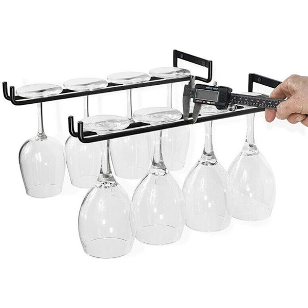 Set med 2 vinglashållare, metall, glashållare, glasräcken, inverterade glashållare för väggmontering
