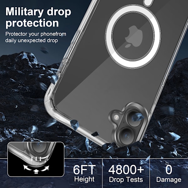Compatible with iPhone 16 Case Magsafe Shockproof Protection - Transparent