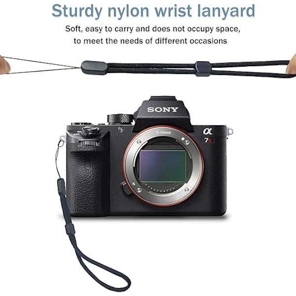 5 st handledsband, handledssnöre, justerbara nylonhandledsremmar för mobiltelefon, kamera, GoPro (svart)