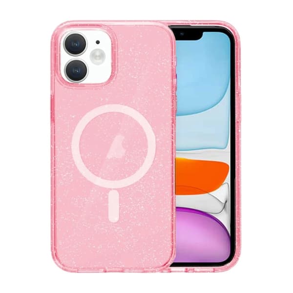 Kompatibelt med iPhone 11, Magsafe glitterfodral - Rosa