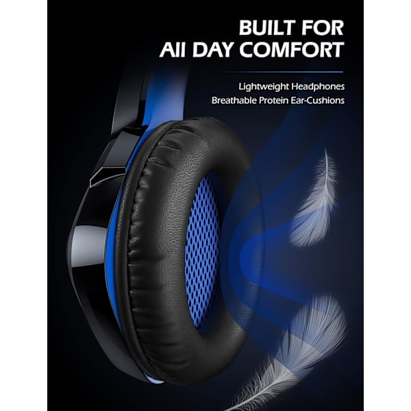 Gaming Headset PS4 Headset, Xbox One Headset med støjreducerende mikrofon og RGB-lys, PC Headset med Stereo Surround Sound, Over-Ear