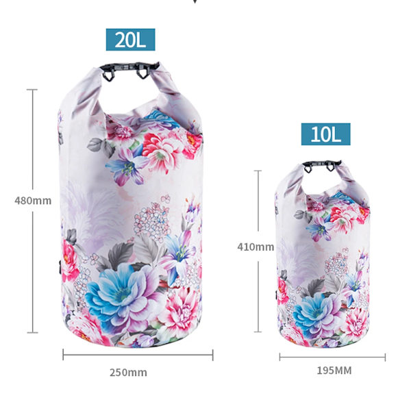 Vattentäta PVC-väskor 5L 10L 20L Utomhussimväskor Green leaf 20L