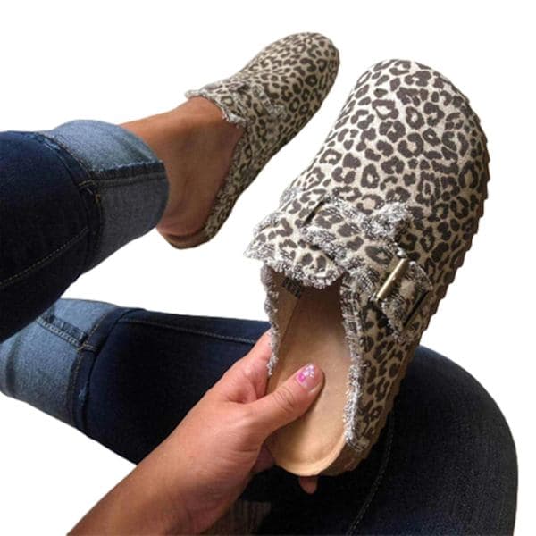 Flade damesko, spændedesign, sommermode-print - ACGIV leopardprint, størrelse 36. Leopard Print 36