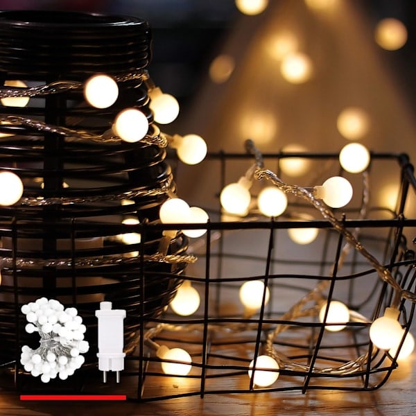 Lyslenke, Kule, varmhvit, 100LED (10m) Dekorasjon for innendørs bruk