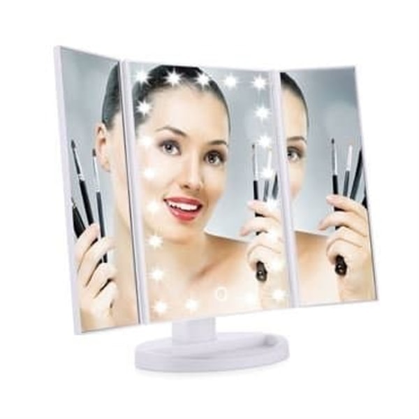LED-meikkipeili Hollywood-tyyliin kolmella paneelilla - Valkoinen