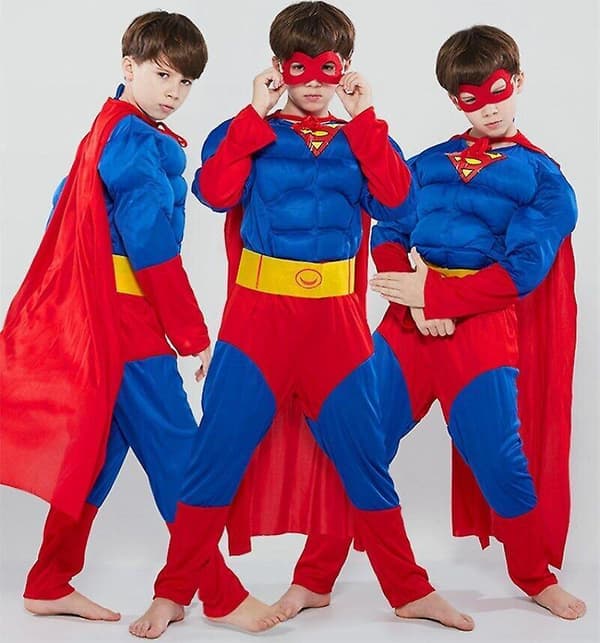 Superman Deluxe Barn Maskeraddräkt Blå Blue 128