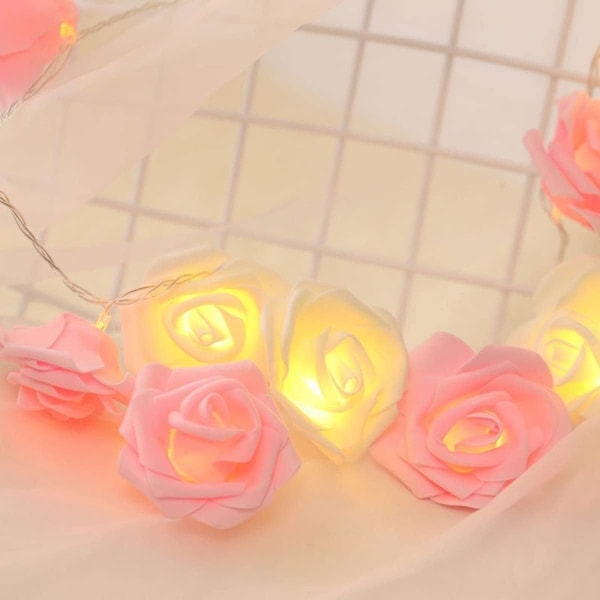 Rosblommor ljusslinga 20 LED romantiska blommor rosor fairy lights