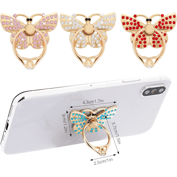 (4 Färger) Telefonringhållare, 4-pack Fjärils Telefonringhållare