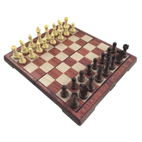 Skaksæt - Sorte/Hvide Brikker 31,5x27,2cm
