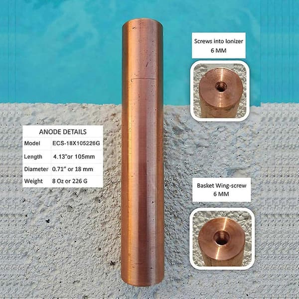 Solar pool ionizer erstatning kobber anode med kurvsikt og vingeskrue