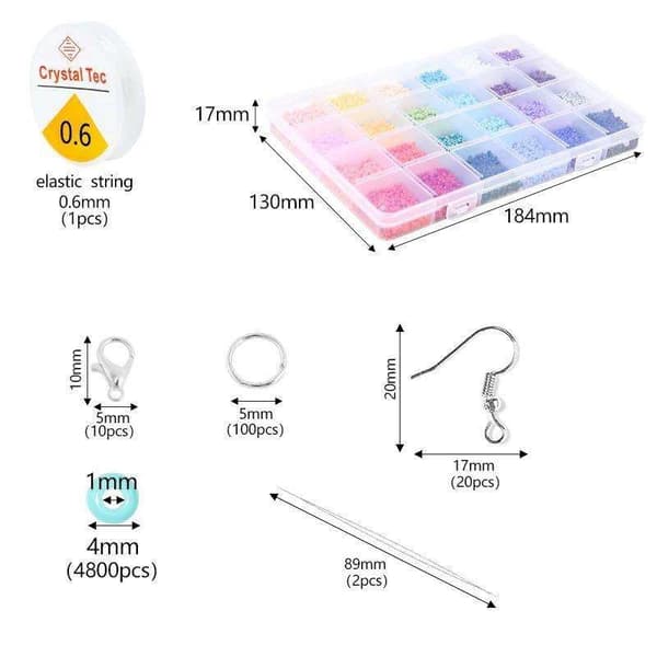 DIY - Perleboks - Seed beads - 4mm - 4800stk - Smykkefremstilling multifärg multicolor