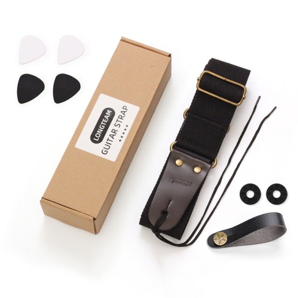 Justerbar gitarrrem i mjuk nylon, basrem med gitarrtillbehör, svart