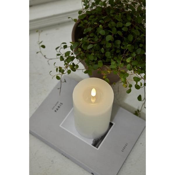 Blockljus Flamme Flow LED Star Trading Vit Vit 15 cm