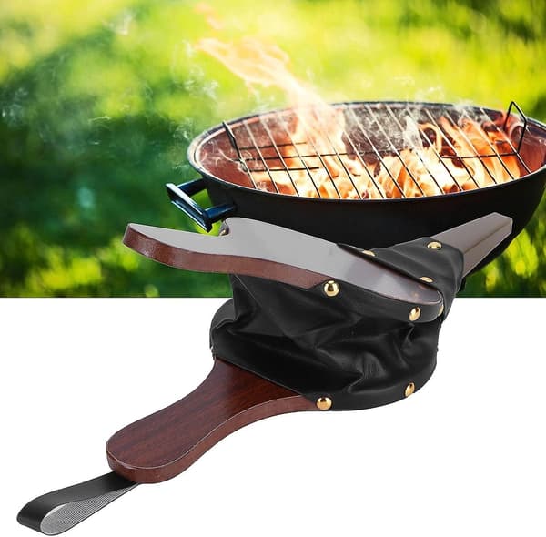 BBQ Eldblåsare Manuell 30,5 cm Träbälg Luftpump Kompatibel med Utomhusmatlagning, Eldstad, Camping och Grilltillbehör