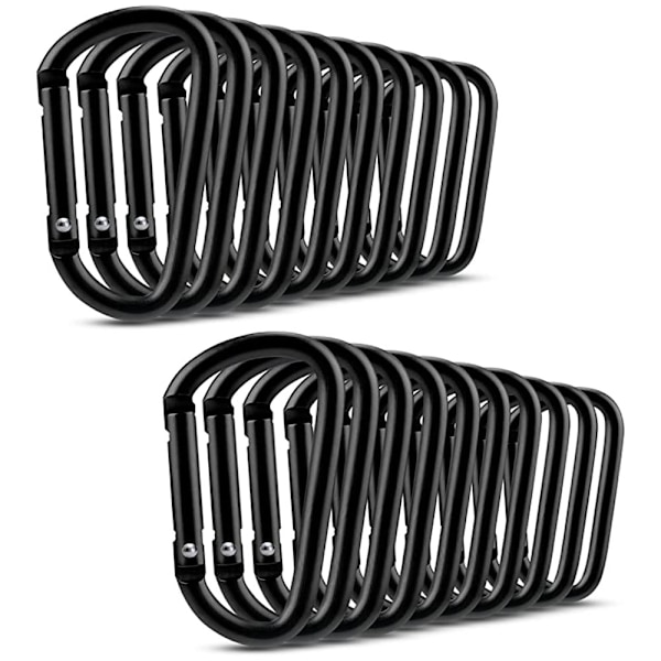 20 små karbinhakar, multifunktionella aluminium D-ringklämmor