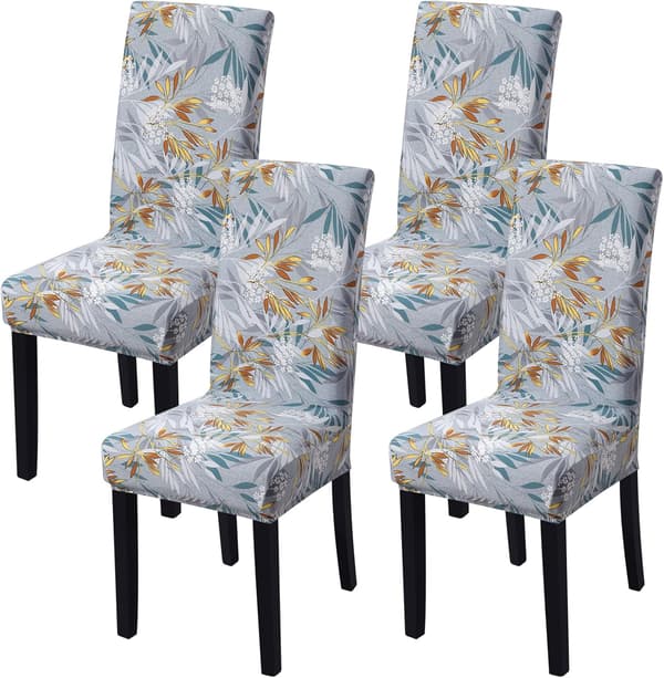 4-pak Julestolebetræk stretch aftagelige vaskbare spisesal bladmønster1 Bladmønster1 Leaf Pattern1 Leaf Pattern1 4