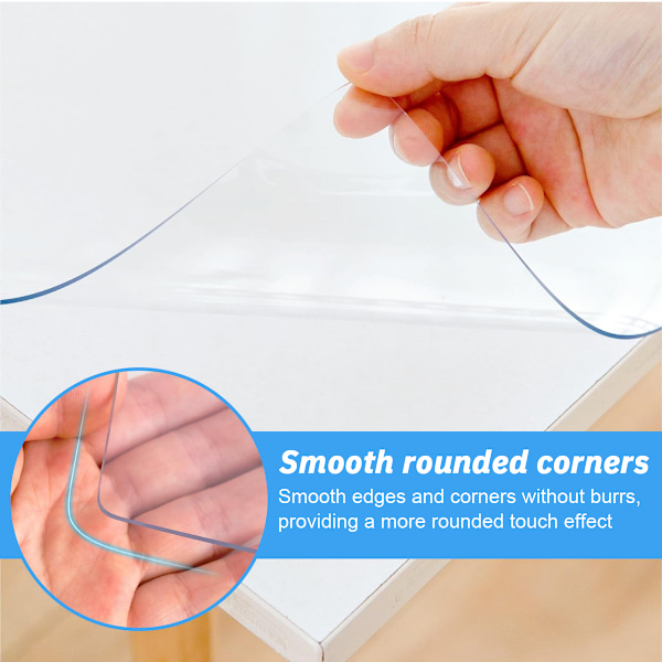 Transparent Table Protector, Heat Resistant 2.0mm Thick PVC Plastic Mat Compatible with Dining Table, Desk, Coffee Table, Waterproof, Easy to Clean