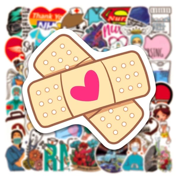 Nurse Stickers: 50 Pcs, Waterproof, PVC multifärg multicolor