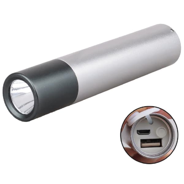 LED Genopladelig Lommelygte i Aluminium Sølv Silver Silver
