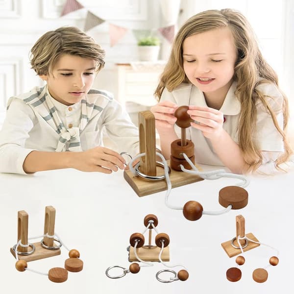 Wooden Puzzle for Adults & Teens – Problem-Solving Brain Teaser Puzzle 6pcs