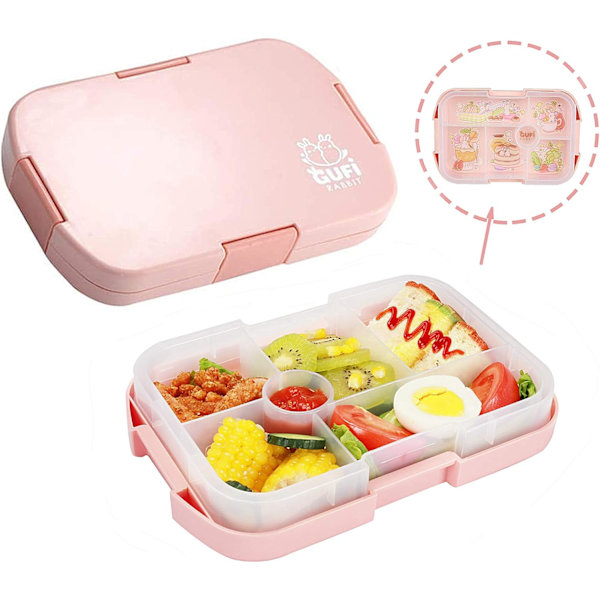 Madkasse til børn, Bento-madkasse til børn med 6 rum, 920 ml madbeholder til børn
