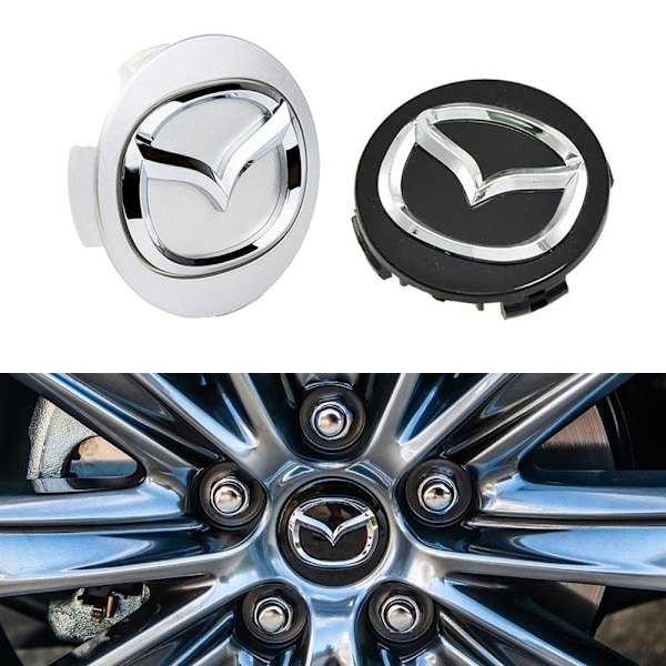4-Pack - Mazda Navkapslar / Hjulnavsemblem - B 57mm - Silver 65